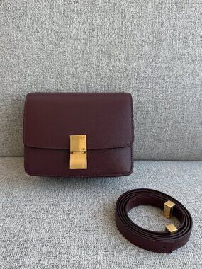 Céline Leather Classic Box Small - Burgundy